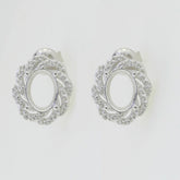 14K White Gold Semi Mount Earrings Setting Oval OV 8X6mm Syzjewelry